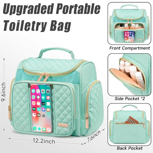 Tealari Large Toiletry Bag for Women Men,Bathroom Bag,Water Resistant Shower Bag,Makeup Bag,Portable Shower Caddy for College Dorm,Hanging Travel Toiletry Bag with Transparent Waterproof Phone Pocket - Image 4