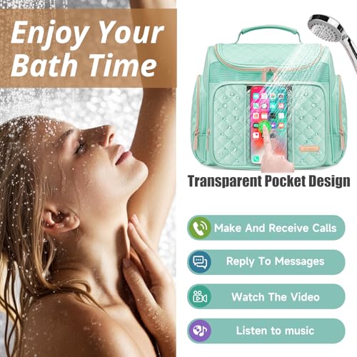 Tealari Large Toiletry Bag for Women Men,Bathroom Bag,Water Resistant Shower Bag,Makeup Bag,Portable Shower Caddy for College Dorm,Hanging Travel Toiletry Bag with Transparent Waterproof Phone Pocket - Image 3