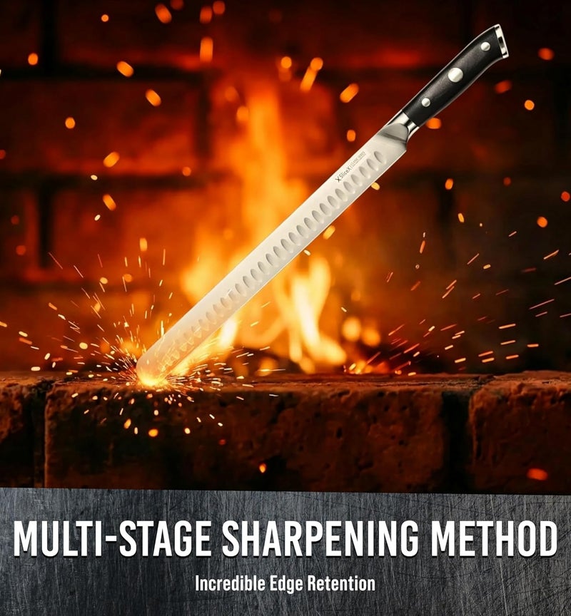 Bright Hobby Brisket Slicing Knife – 12" Brisket Knife, BBQ, Grilling Gifts For Men – Razor Sharp German Steel, Full Tang, Ergonomic Handle - Image 3