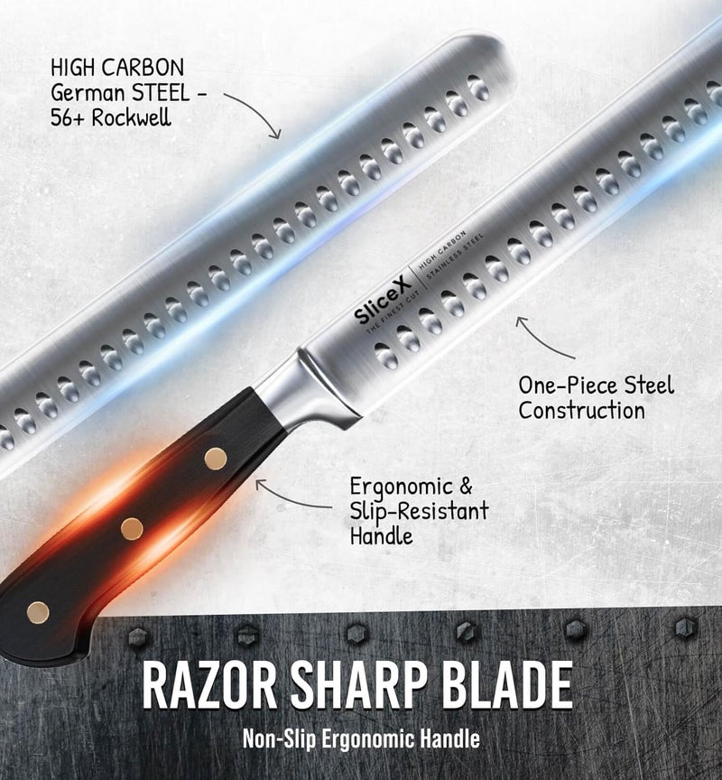 Bright Hobby Brisket Slicing Knife – 12" Brisket Knife, BBQ, Grilling Gifts For Men – Razor Sharp German Steel, Full Tang, Ergonomic Handle - Image 5