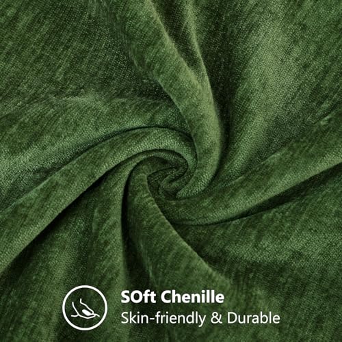 decorUhome Chenille Moss Green Throw Pillow Covers 24x24 Inch Set of 2 Decorative Soft Couch Pillow Covers Solid Dyed Accent Farmhouse Neutral Square Pillow Cases for Sofa - Image 3