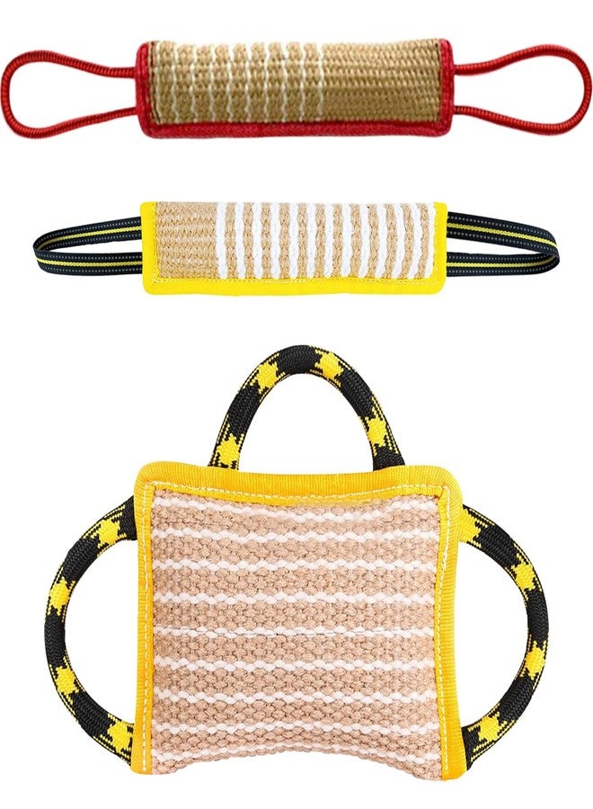 La La Pet® 3Pcs Portable Jute Dog Bite Pillows with Handles Dog Bite Training Toys Dog Bite Tug Toys Dog Bite Wedge Dog Training Tools for Indoor and Outdoor - Image 1