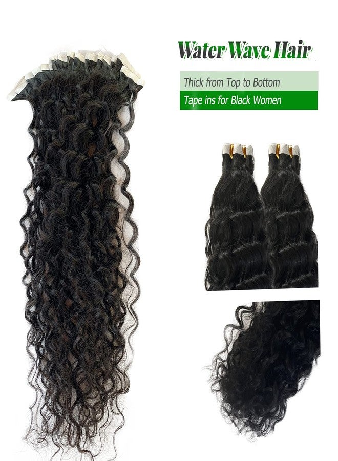 Licoville Water Wave Tape in Human Hair Extensions 16 Inch 50g Invisible Curly Tape in Hair Extensions Real Human Hair for Black Women Natural Wet and Wavy Hair Tape ins with Extra Tabs - Image 4