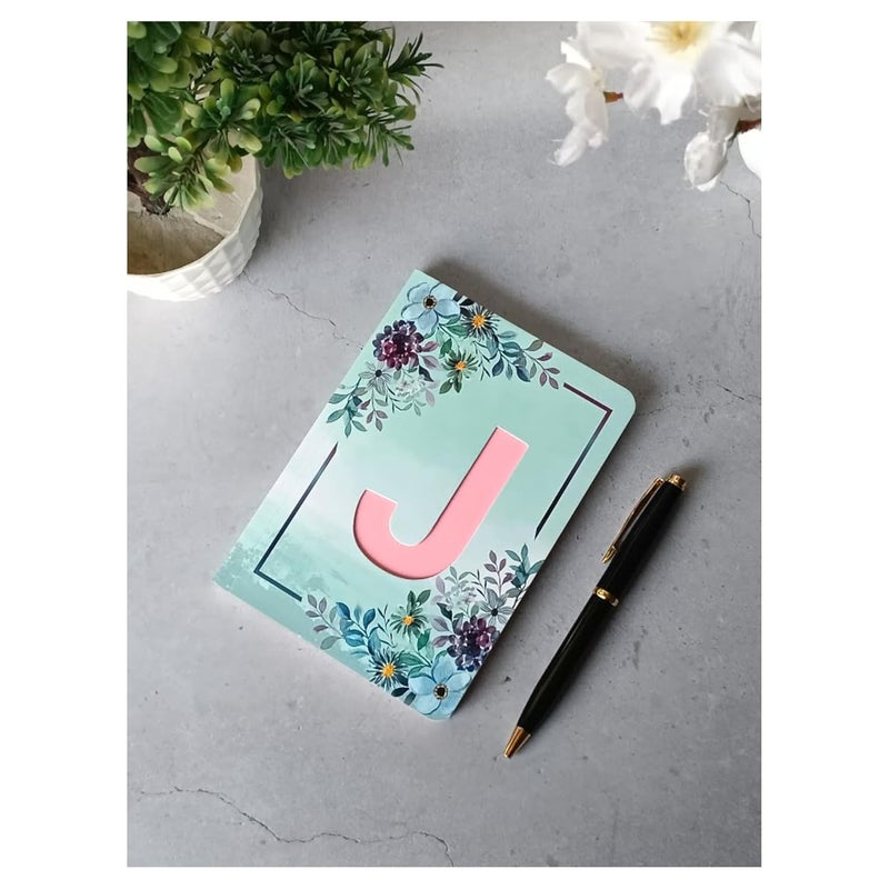 CRAFTOPIX Initial Alphabet J Lasercut Soft Bound Diary Notebook | B6 Size 6" x 4.9" Undated 192 Pages, 80 GSM | Perfect Binding Diary for Office, Personal Diary, Journaling - Image 2