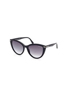 TOM FORD Women's Cat Eye Shape Acetate Sunglasses FT091501B56 Lens Size: 56 Millimeter - Shiny Black  - Image 1