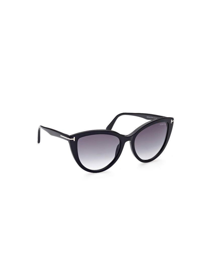 TOM FORD Women's Cat Eye Shape Acetate Sunglasses FT091501B56 Lens Size: 56 Millimeter - Shiny Black - Image 2