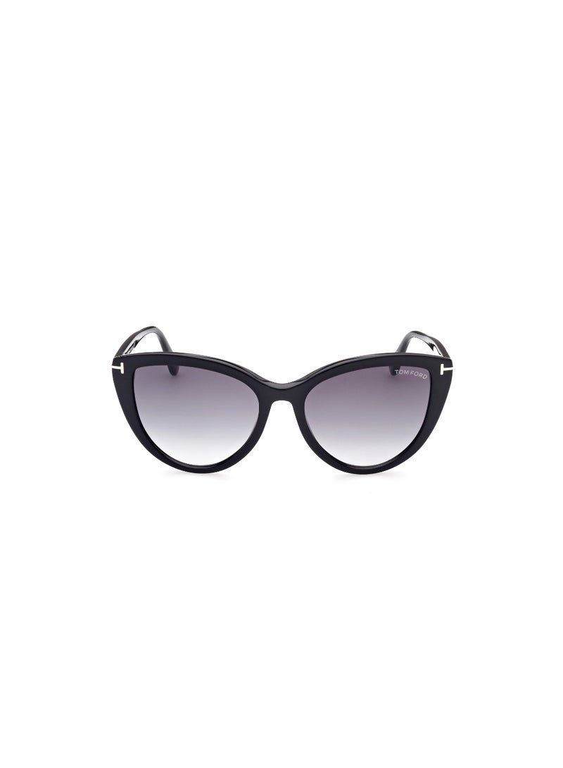 TOM FORD Women's Cat Eye Shape Acetate Sunglasses FT091501B56 Lens Size: 56 Millimeter - Shiny Black - Image 3