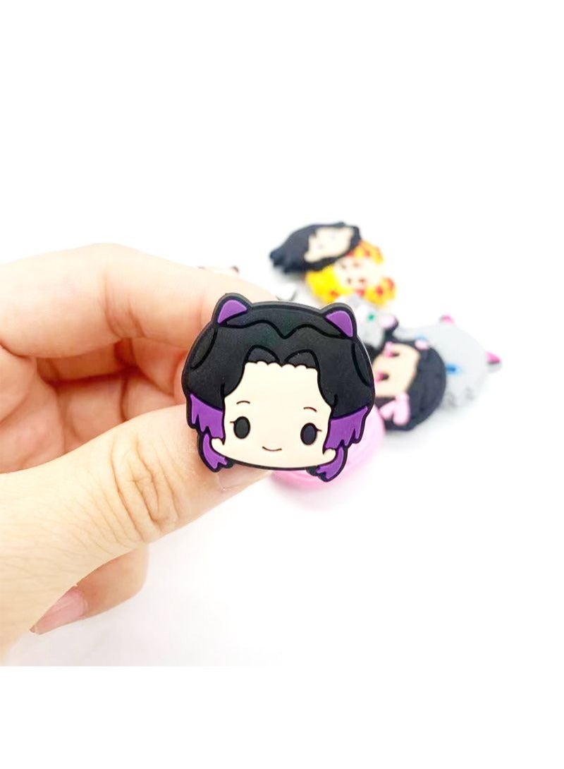 12pcs Demon Slayer: Kimetsu no Yaiba Crocs Charms Shoe Cartoon Charms Perfect Crocs Accessories 11pcs Wristband Accessories Birthday Party Gifts