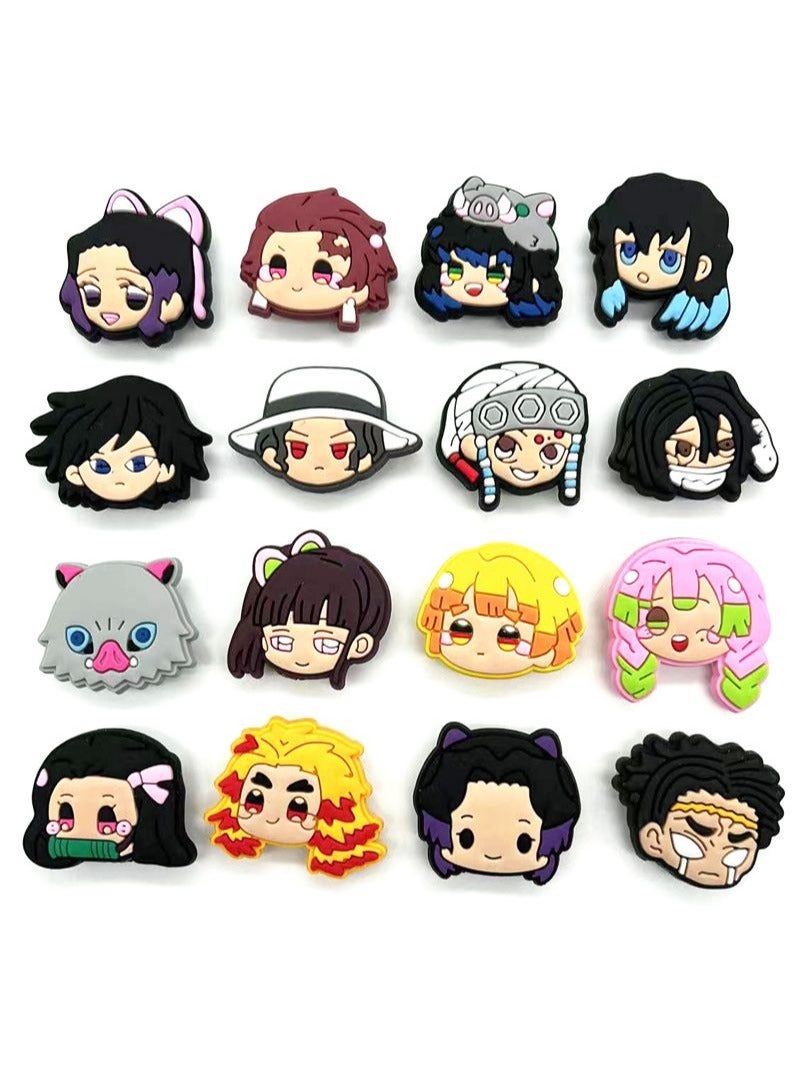12pcs Demon Slayer: Kimetsu no Yaiba Crocs Charms Shoe Cartoon Charms Perfect Crocs Accessories 11pcs Wristband Accessories Birthday Party Gifts