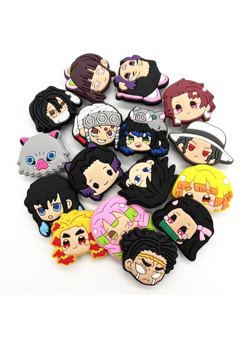 12pcs Demon Slayer: Kimetsu no Yaiba Crocs Charms Shoe Cartoon Charms Perfect Crocs Accessories 11pcs Wristband Accessories Birthday Party Gifts