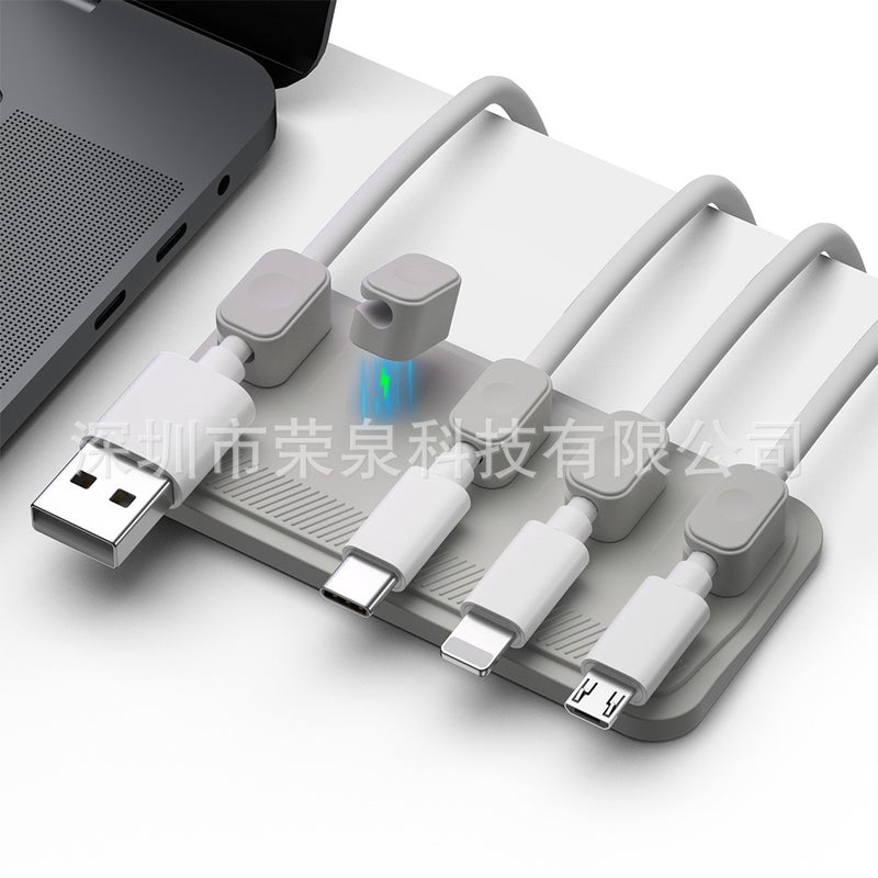 Data Line Storage Magnetic Office Desktop Organizer Mouse Line Solid Line Seamless Self-Adhesive Winder - Image 1