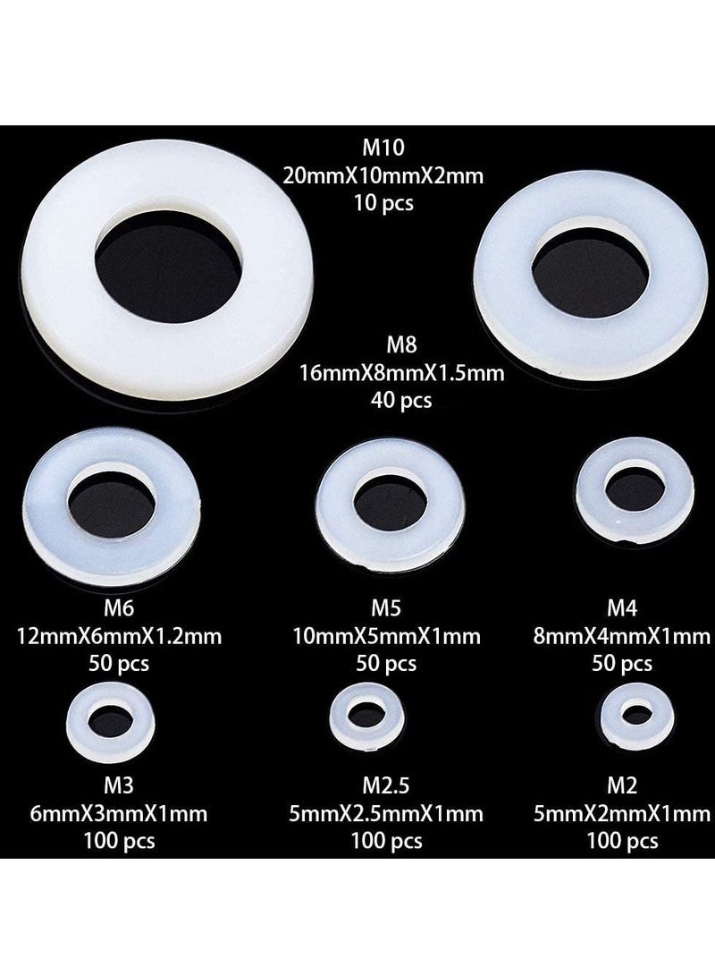 Excefore Nylon Washer, Flat washer Plastic flat washer Flat gasket Round spacer washers Seal ring Spacer washer Washer round glat，for Industrial Fixings 500 Pcs - Image 2
