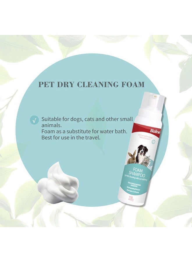 بايولاين شامبو جاف فوم بديل الاستحمام بالماء للكلاب والقطط 220  جم - Image 3