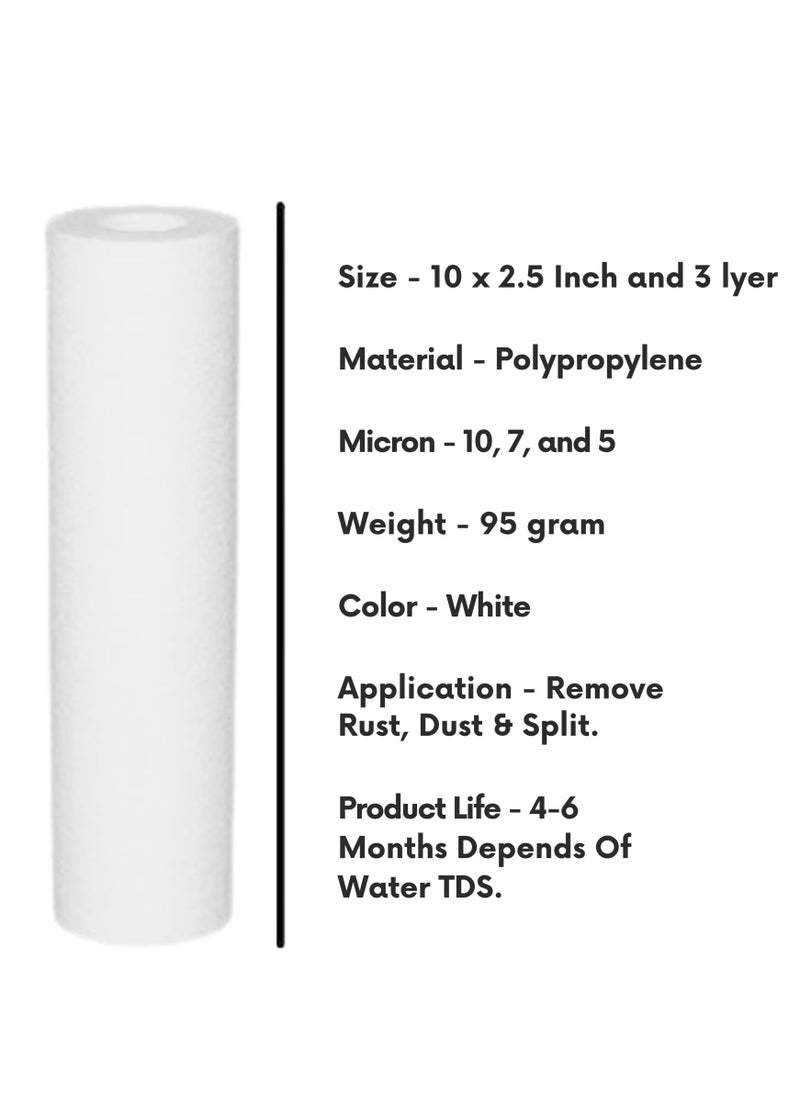 Pure Water Filters, Sediment Water Filter Cartridge 5 Micron Under-Sink Replacement Cartridge Universal 10 inch RO System, desalination domestic device wrench filter tool 3 stage water filter part, Water Filter Cartridge Replacement, cotton filter
