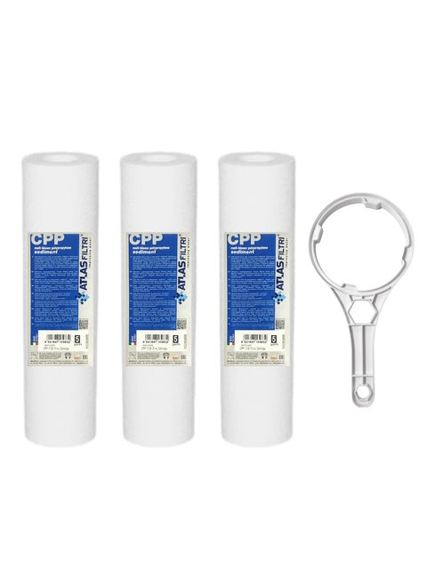 Pure Water Filters, Sediment Water Filter Cartridge 5 Micron Under-Sink Replacement Cartridge Universal 10 inch RO System, desalination domestic device wrench filter tool 3 stage water filter part, Water Filter Cartridge Replacement, cotton filter