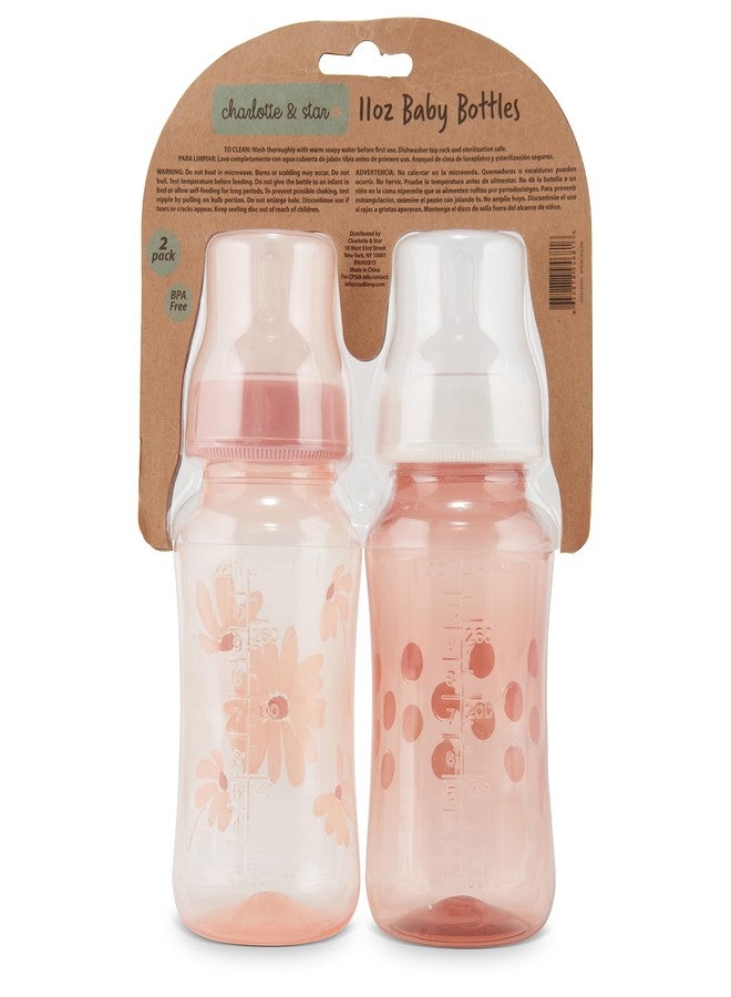 Cudlie Premium 2-Pack Baby Bottles - 11 Ounce, Hourglass Shape, Fun Boys and Girls Prints, Clear Cover - BPA-Free - Image 3