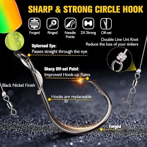 Dovesun Pompano Rigs for Surf Fishing Unique T-Knot Strong Pre-Rigged Surf Fishing Rigs with Three Circle Hooks Saltwater Pompano Floats 10PCS - Image 4