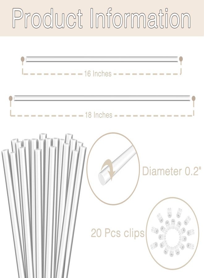 LECAMEBOR Plant Stakes, 20PCS Acrylic Clear, 18 Inches, Garden Single Stem Orchid Stakes for Indoor and Outdoor Plants, Orchid, Potted Plants, Tomatoes, Flowers (with 20PCS Clips) - Image 2
