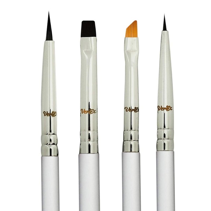 VERTEX Eyeliner Brush Fine Angled Set - For Liquid Gel Liner Applicator Bent Stencils Thin Pencil Pen Real Small Sharpener Angle Wing Tips Firm Makeup Brushes Black Stamp Winged Kit Flat Waterproof Cat Eye