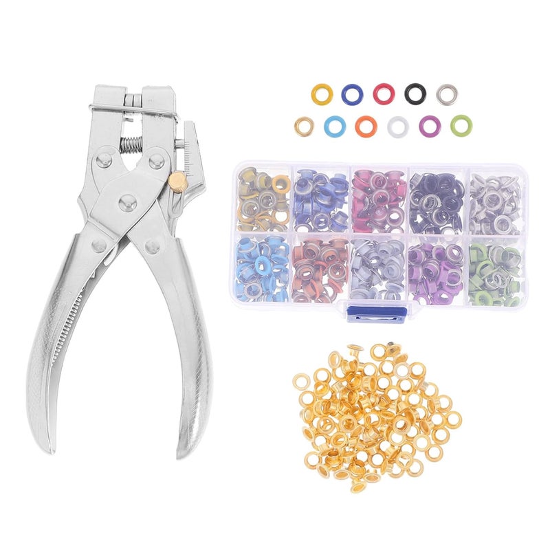 CANIGHT 1 Set Eyelet Plier with Metal Eyelets Handheld Fabric Hole Puncher for Crafts Sturdy and Portable Design with Built Spring Return - Image 1