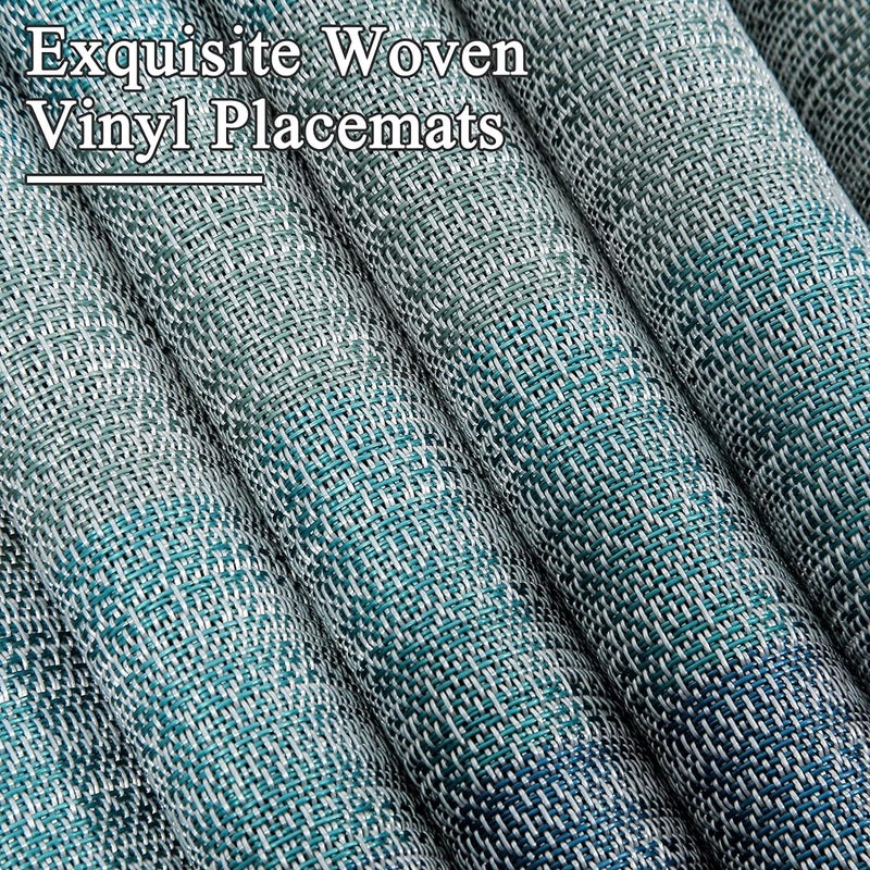 Leeonz Easy to Clean Non-slip Heat Resistant Dining Table Place Mats,PVC Tap Set Heat Resistant Placemats Stain-resistant,Washable Kitchen Dinner Table Place Mats,Easy To Dry (Ombre Blue, Set of 4pcs) - Image 3
