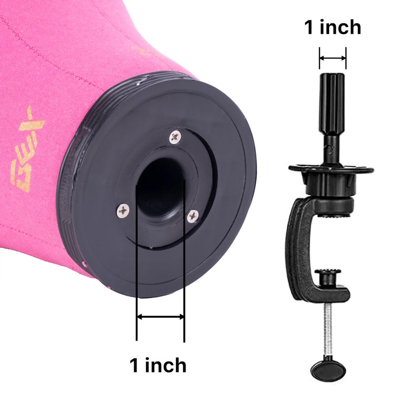 GEXWORLDWIDE GEX 20"-24" Canvas Cork Wig Block Mannequin Head for Wig Making Drying Styling Display with Table C Clamp Stand Holder (Rosy 22") - Image 4