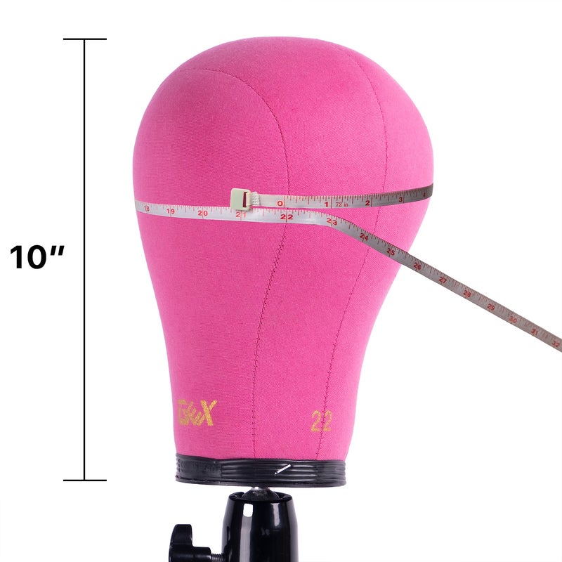 GEXWORLDWIDE GEX 20"-24" Canvas Cork Wig Block Mannequin Head for Wig Making Drying Styling Display with Table C Clamp Stand Holder (Rosy 22") - Image 2