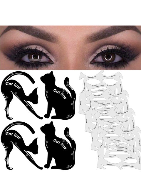 8-Piece Cat Eyeliner Stencil Stickers, 27 Styles Professional Stamp Stencils, Eyeliner Stencil Tape Eyes with Wings, Sticker Set for Eyeshadow and Eyeliner, Makeup Beginners Essentials - 8 Sheets