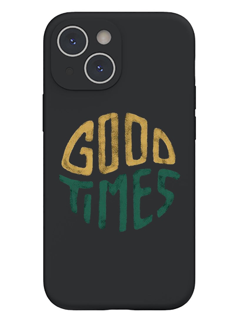 Theodor Protective Slim Fit Case Liquid Silicone Cover with Full Body Protection Anti-Scratch Shockproof Case For iPhone 15 Plus Black - Good times  - Image 1