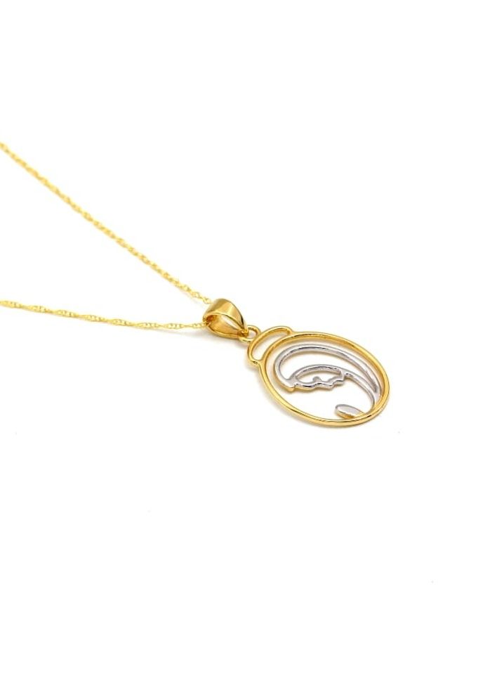 Gold Zone Real Gold 2 Color Mother Oval Necklace - Image 2