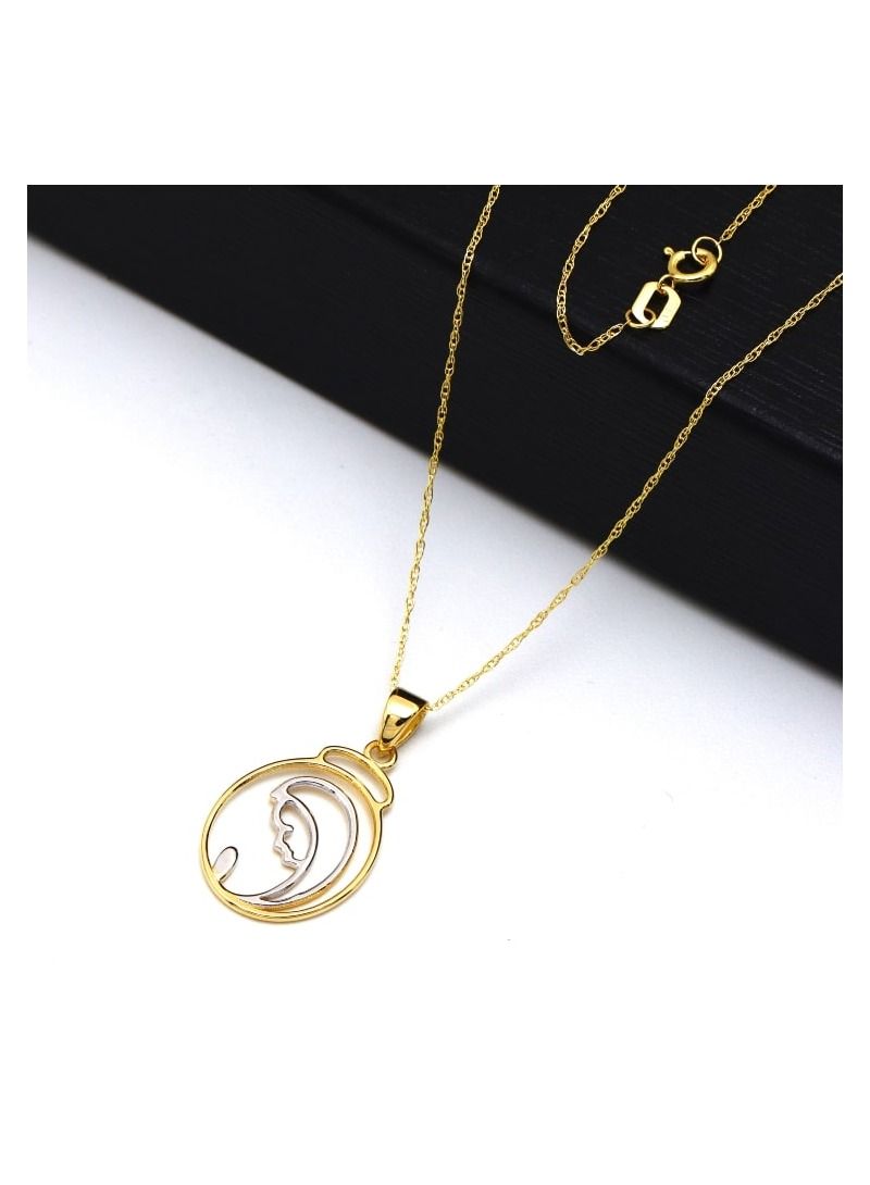 Gold Zone Real Gold 2 Color Mother Oval Necklace - Image 3
