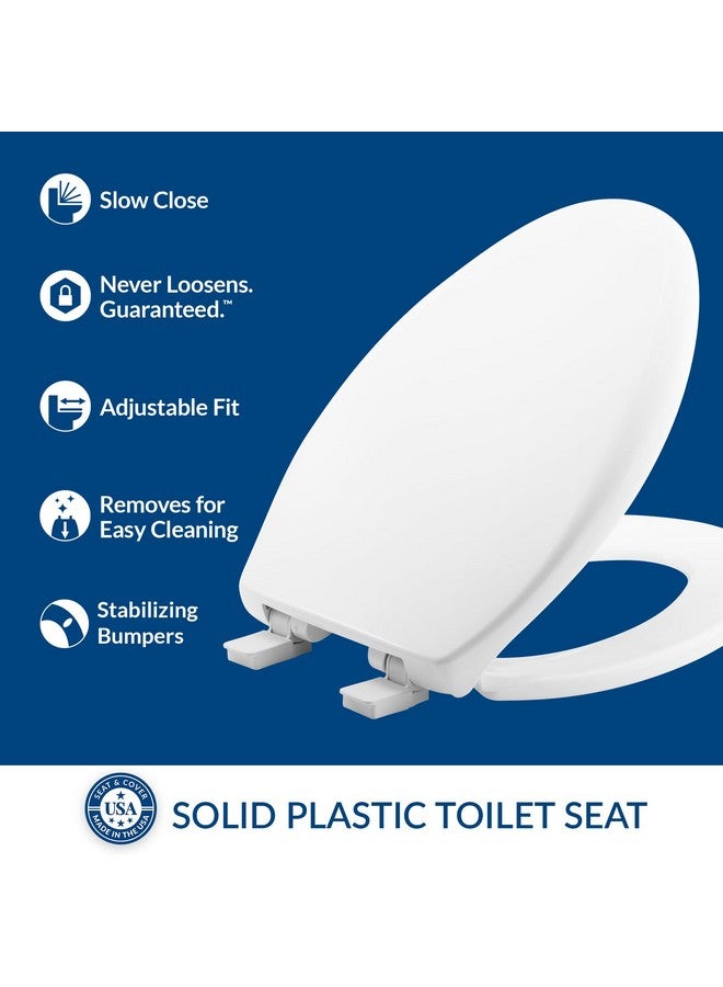 Bemis Aurora Slow Close Toilet Seat, Easy Clean Hinges and Adjustable Perfect Fit Plastic Seat, Elongated, White - Image 1