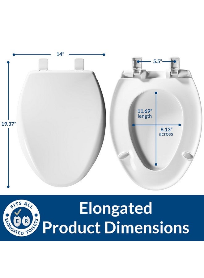 Bemis Aurora Slow Close Toilet Seat, Easy Clean Hinges and Adjustable Perfect Fit Plastic Seat, Elongated, White - Image 4