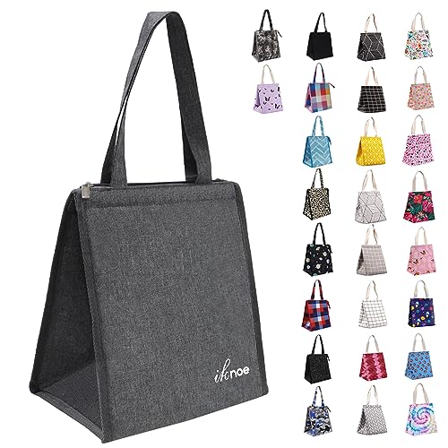 iknoe Lunch Bag Insulated Lunch Bags for Women  Men 9L Reusable Lunch Tote Portable Adult Thermal Large Lunch Cooler for Work Picnic Beach Plain Grey