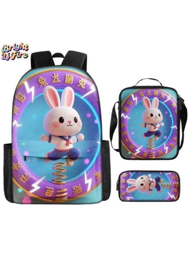 Bright Li Fire Fashion is unlimited! Cartoon bag three-piece set, suitable for a variety of scenes for students and teenagers (available for students, children, friends on outings, mountain climbing, schooling, etc.) - 53 - Image 1