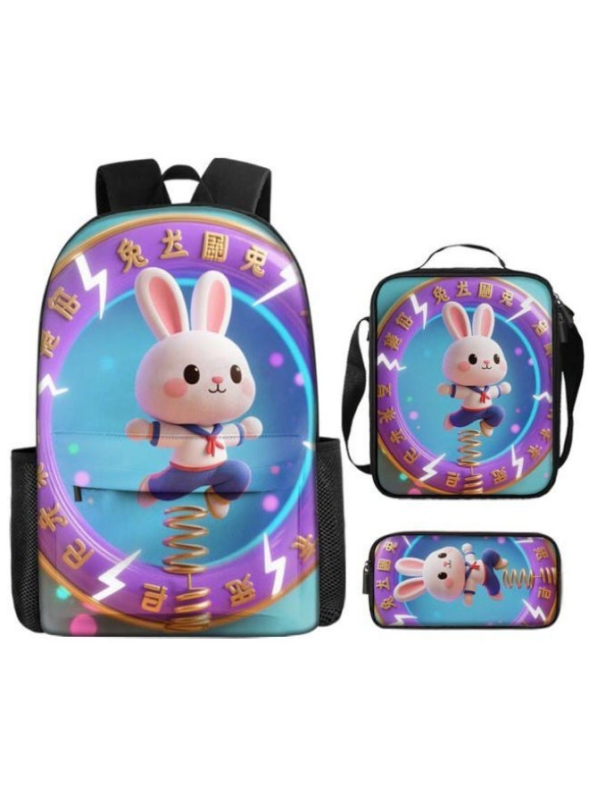 Bright Li Fire Fashion is unlimited! Cartoon bag three-piece set, suitable for a variety of scenes for students and teenagers (available for students, children, friends on outings, mountain climbing, schooling, etc.) - 53 - Image 2