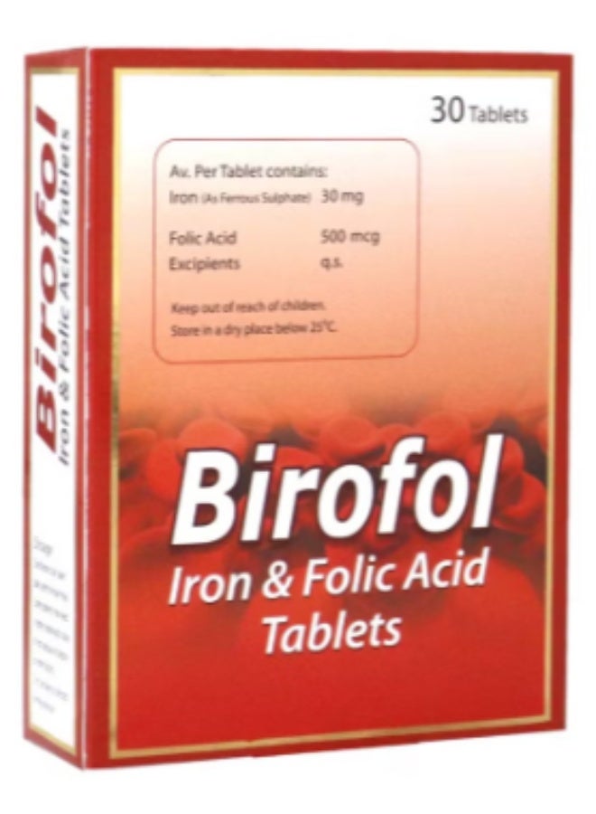 Birofol Iron and Folic Acid Tablets 30'S - Image 2