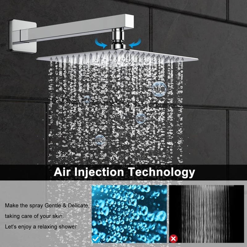 CLINTON Ultra Sleek 304-Grade Stainless Steel Overhead Shower With Heavy Shower Arm and Wall Flange| Rain Shower for Bathroom (Chrome, 10inch shower 18inch arm) - Image 5