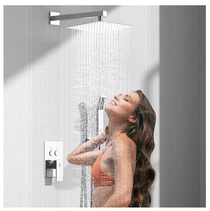 CLINTON Ultra Sleek 304-Grade Stainless Steel Overhead Shower With Heavy Shower Arm and Wall Flange| Rain Shower for Bathroom (Chrome, 10inch shower 18inch arm) - Image 1