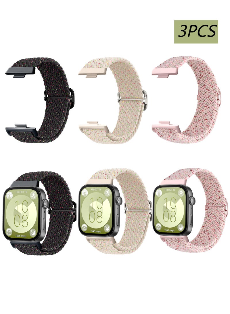 3PCS Strap for Huawei Fit 3/Huawei Fit 4/fit 4 Pro Velcro Nylon Ring and Braided Belt, Nylon Watch Replacement Bracelet - Image 1