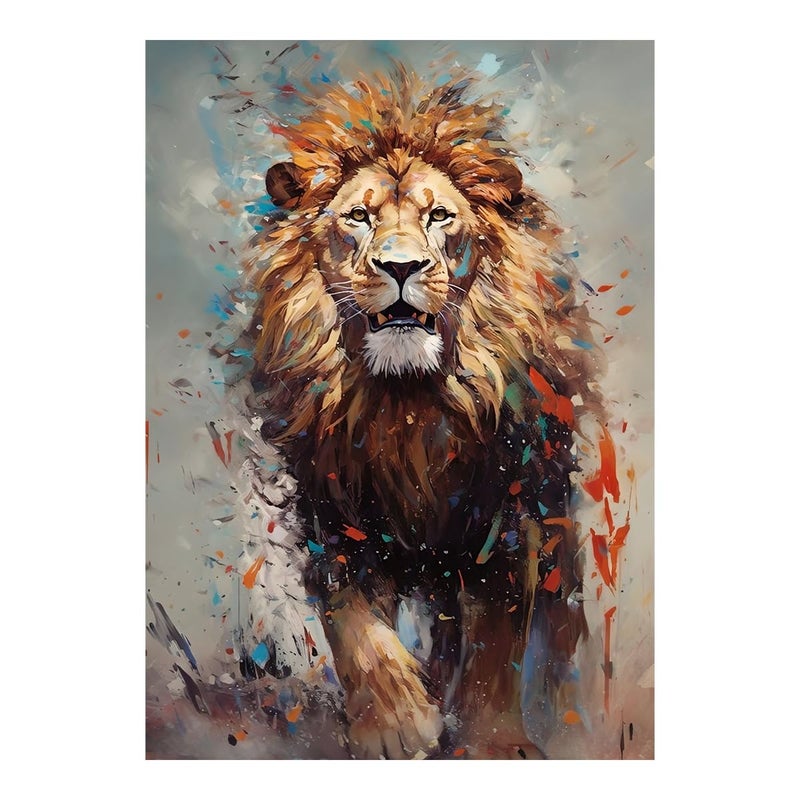 Lion Wall Sticker for Living Room - Lion Walk Wall Sticker - King Lion Wall Poster Sticker - Lion Painting Wall Poster Sticker - 300GSM - Glossy - Strong Adhesive  - Image 1