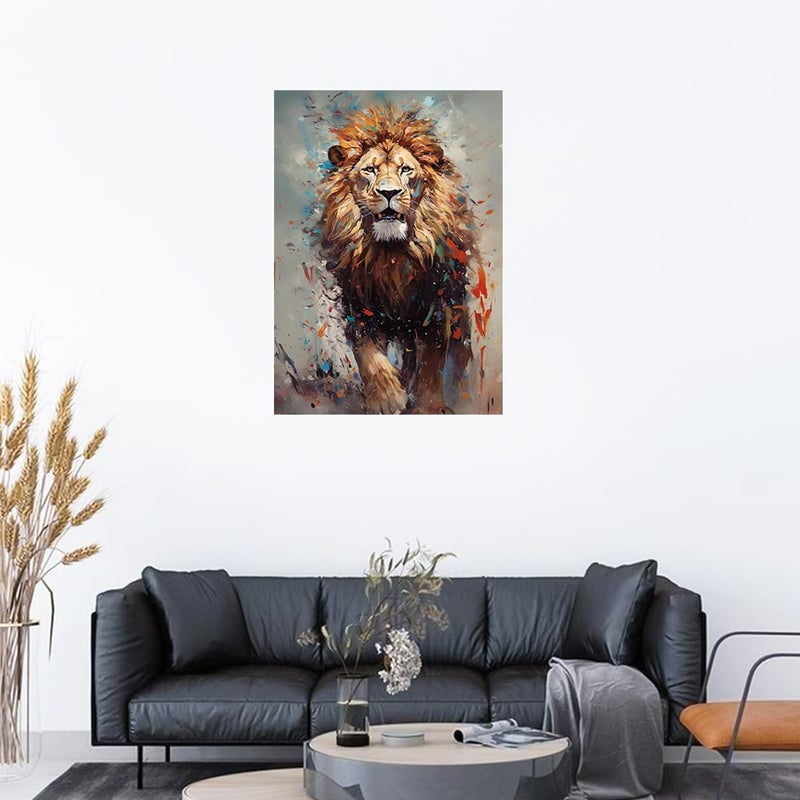 Lion Wall Sticker for Living Room - Lion Walk Wall Sticker - King Lion Wall Poster Sticker - Lion Painting Wall Poster Sticker - 300GSM - Glossy - Strong Adhesive  - Image 4