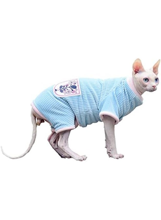 ملابس قطط منزلية للقطط سلالة سفنكس بدون شعر، ملابس مرنة بأربعة أرجل مزينة برباط، ملابس للقطط الصغيرة. - Image 1