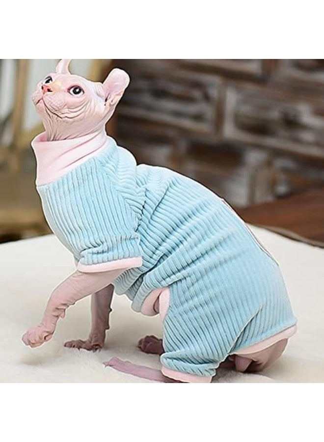 ملابس قطط منزلية للقطط سلالة سفنكس بدون شعر، ملابس مرنة بأربعة أرجل مزينة برباط، ملابس للقطط الصغيرة. - Image 2