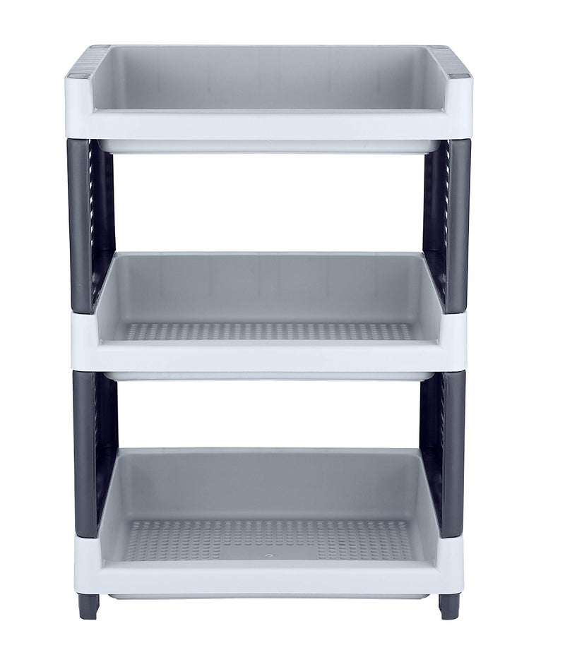 Sonal - Viva Multipurpose Plastic Rack for Kitchen, Office and General Use - Self Standing Rack (Grey Color) (3 Tier) - Image 3