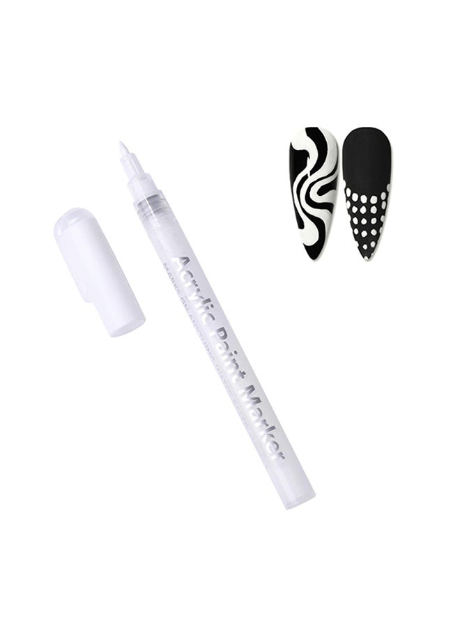 brunson Acrylic Paint Markers Pens  for Nails Painting Wood Fabric Card Paper Ceramic & Glass Paint Marker  APM(White)  - Image 1