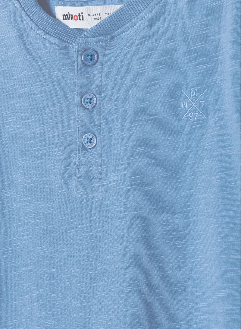 MINOTI Short Sleeve Henley T-Shirt with Button Neckline