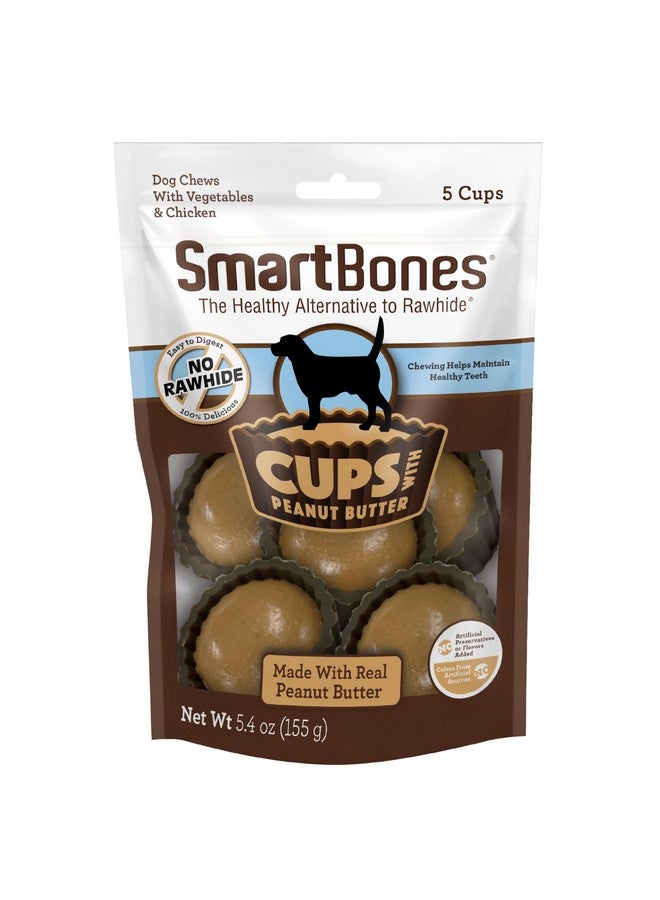SmartBones Cups with Peanut Butter, Treat Your Dog to a Delicious Rawhide-Free Chew, 5 Count - Image 1