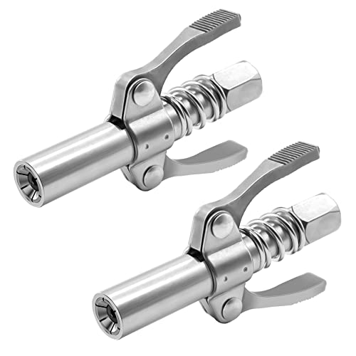 COMVIEE Grease Gun Coupler, Double Handle Quick Lock Release Grease Tips Ends Couplers, Rated 10,000 PSI, Compatible with All Grease Guns 1/8" NPT Fittings, 2-PCS - Image 1