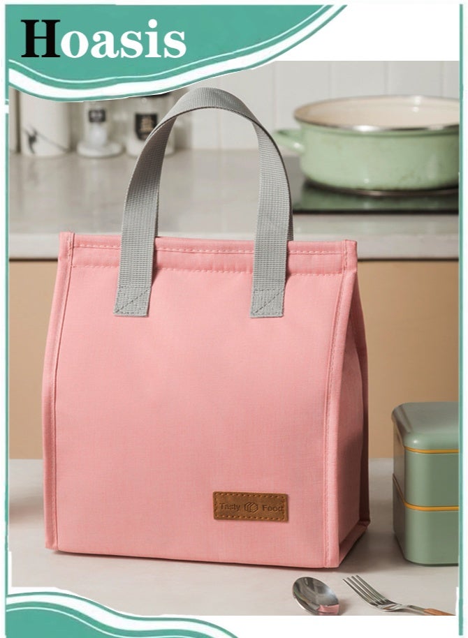 Hoasis Lunch Bag, Insulated Lunch Bag for Women Men Kids, Reusable Insulated Lunch Bag, Leakproof Simple Bento Lunch Tote, Lunch Bag Insulated, for Office, Work, School, Picnic or Travel (Pink) - Image 1